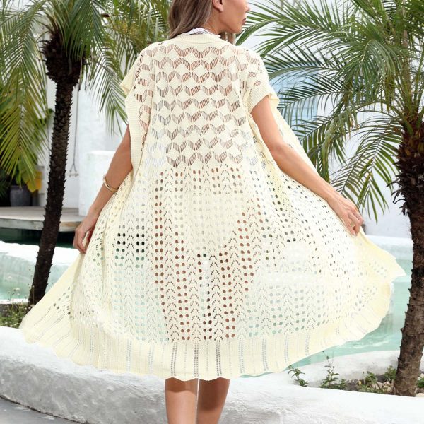 Long Cardigan Crochet Hollow Bikini Cover-up Sunscreen Beach Dress - Image 2