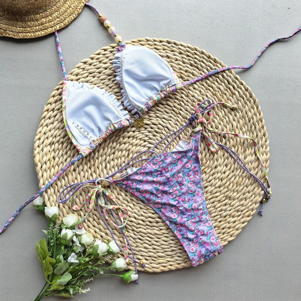 Style Bikini with Ties and Splicing, Two-Piece Women's Swimsuit - Image 4