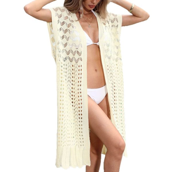 Long Cardigan Crochet Hollow Bikini Cover-up Sunscreen Beach Dress - Image 5