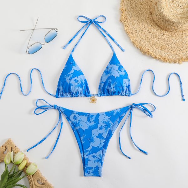 Sexy Reversible Bikini with Print and Neck Tie Women's Swimsuit - Image 6