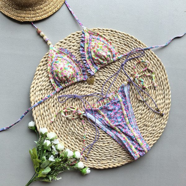 Style Bikini with Ties and Splicing, Two-Piece Women's Swimsuit - Image 3