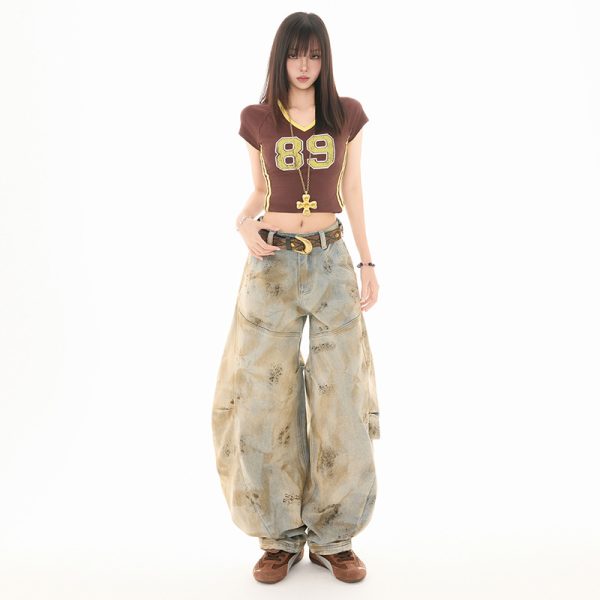 Women's Distressed Scythe Jeans Unique Design Loose Scythe Pants - Image 2