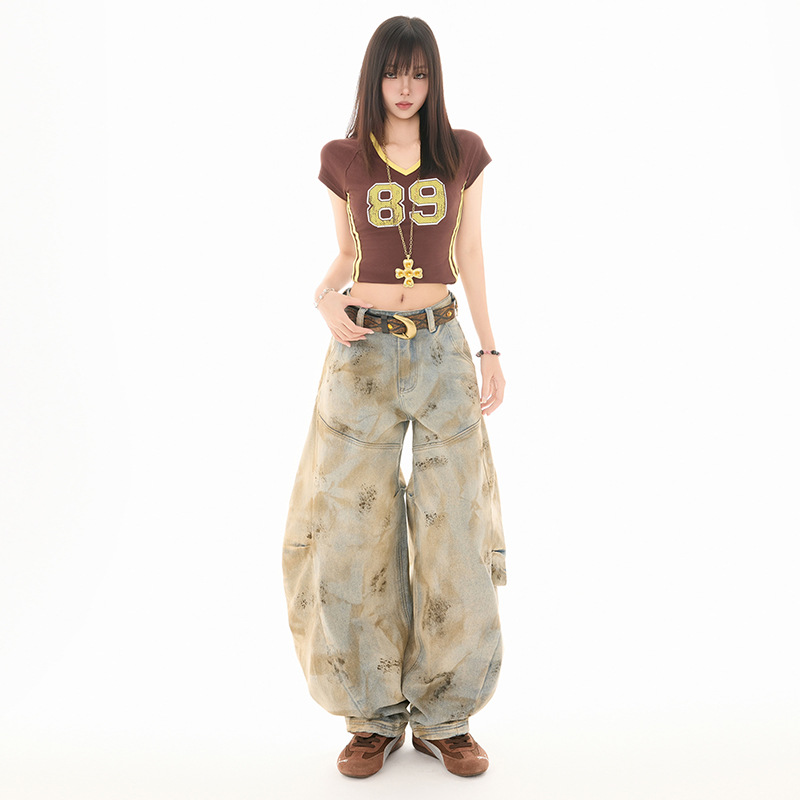 Women's Distressed Scythe Jeans Unique Design Loose Scythe Pants - Image 2