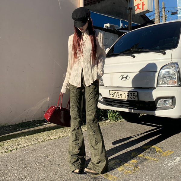 Women's Pants Spicy Girl Flare Casual Trousers Low Waist Slim Floor-Length Pants - Image 4
