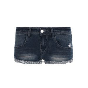 552572388 Retro washed blue low waisted denim shorts