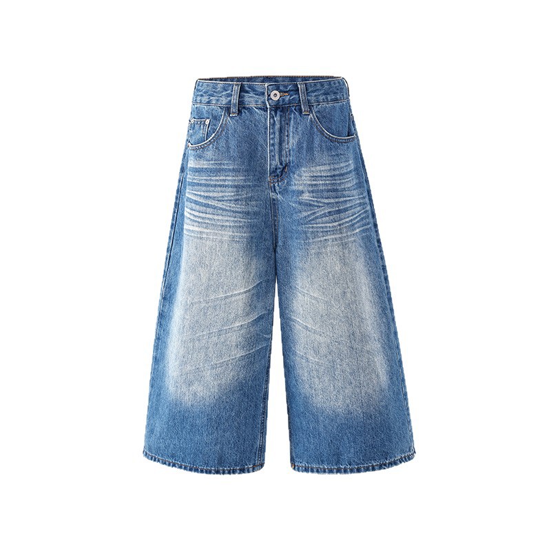 Design Creased 7/8 Length Jeans Women Summer Loose Wide-Leg Casual Lazy Mid-Length Pants - Image 6