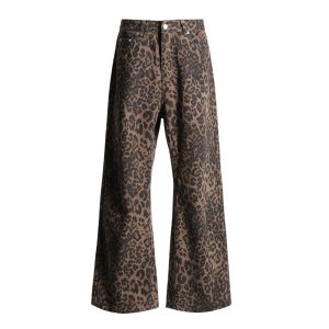 552572355 Women's Straight Print Jeans Wide Leg Loose Female Vintage Casual Pants