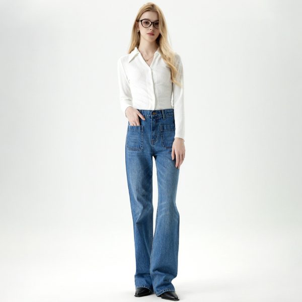 Loose Drape Straight Leg Jeans Women High Waist Slimming Wide Leg Floor-Length Pants - Image 3