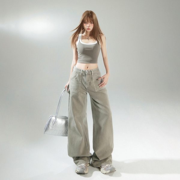 Loose Wide-Leg Pants, Boho Chic, Versatile Slimming Women's Denim Pants - Image 3