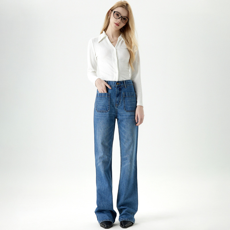 Loose Drape Straight Leg Jeans Women High Waist Slimming Wide Leg Floor-Length Pants - Image 4