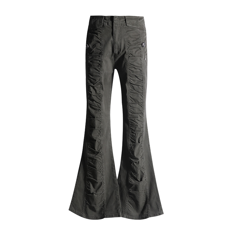Women's Pants Spicy Girl Flare Casual Trousers Low Waist Slim Floor-Length Pants
