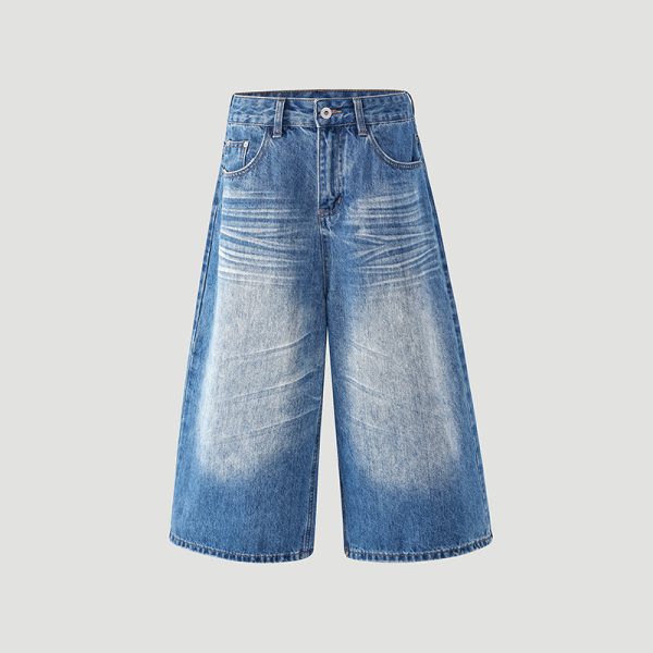 Design Creased 7/8 Length Jeans Women Summer Loose Wide-Leg Casual Lazy Mid-Length Pants - Image 7
