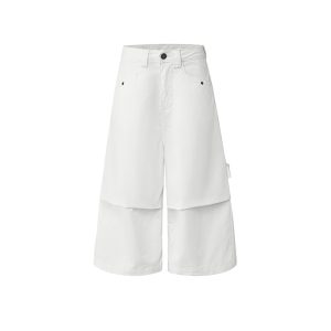 552572157 Loose Cargo 7/8 Denim Pants for Women, Summer Casual Straight Leg Jeans