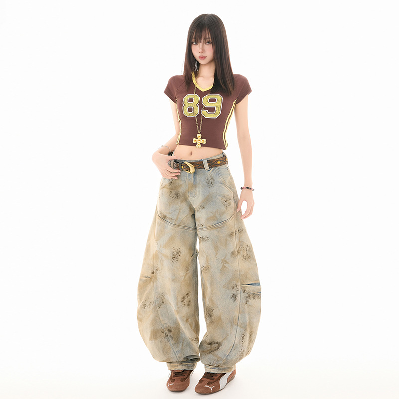 Women's Distressed Scythe Jeans Unique Design Loose Scythe Pants - Image 3