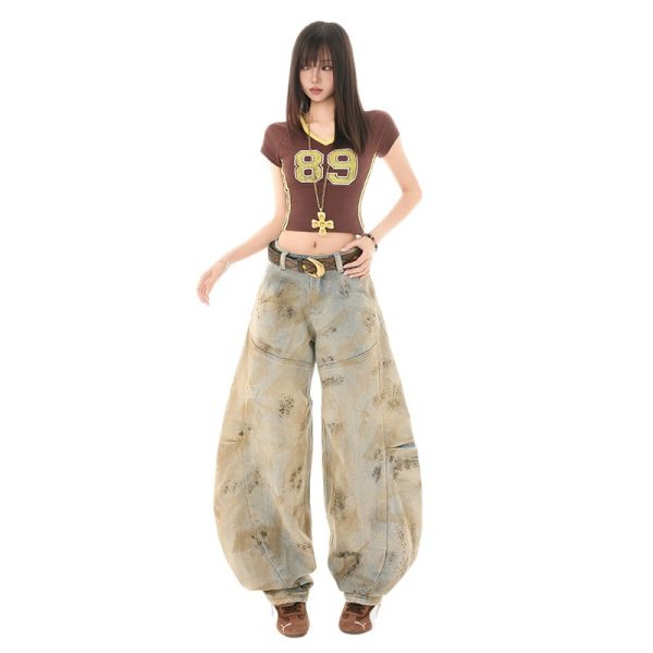 Women's Distressed Scythe Jeans Unique Design Loose Scythe Pants - Image 6