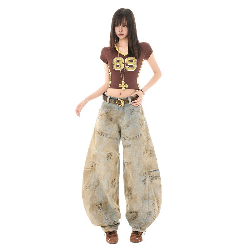 Women's Distressed Scythe Jeans Unique Design Loose Scythe Pants - Image 6