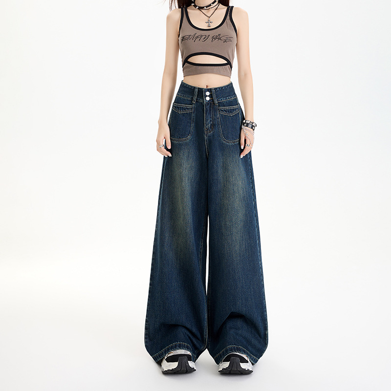 Wide-Leg Pants Simple and Versatile Slimming Straight Leg Floor-Length Pants for Women - Image 3