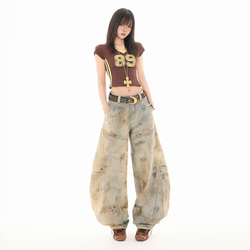 Women's Distressed Scythe Jeans Unique Design Loose Scythe Pants - Image 4