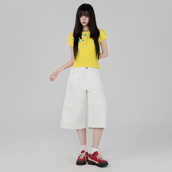 Loose Cargo 7/8 Denim Pants for Women, Summer Casual Straight Leg Jeans - Image 5