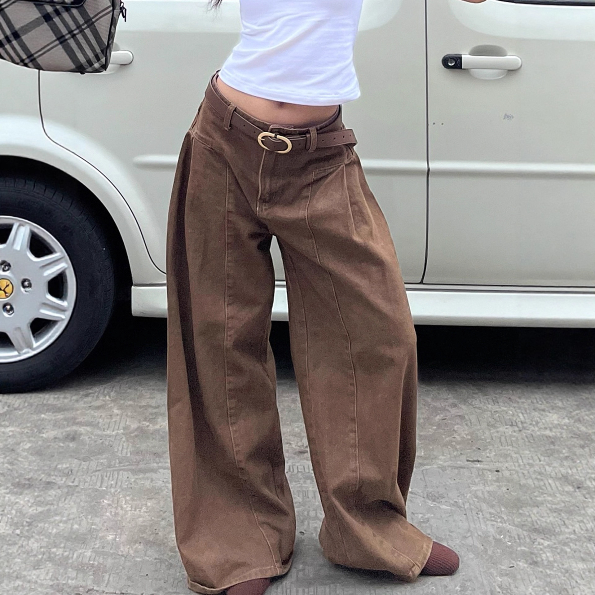 Wind brown low waisted vintage Maillard jeans - Image 4