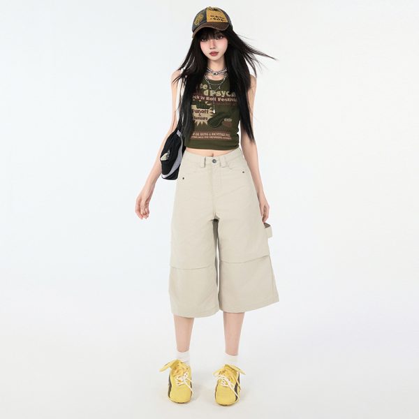 Loose Cargo 7/8 Denim Pants for Women, Summer Casual Straight Leg Jeans - Image 2