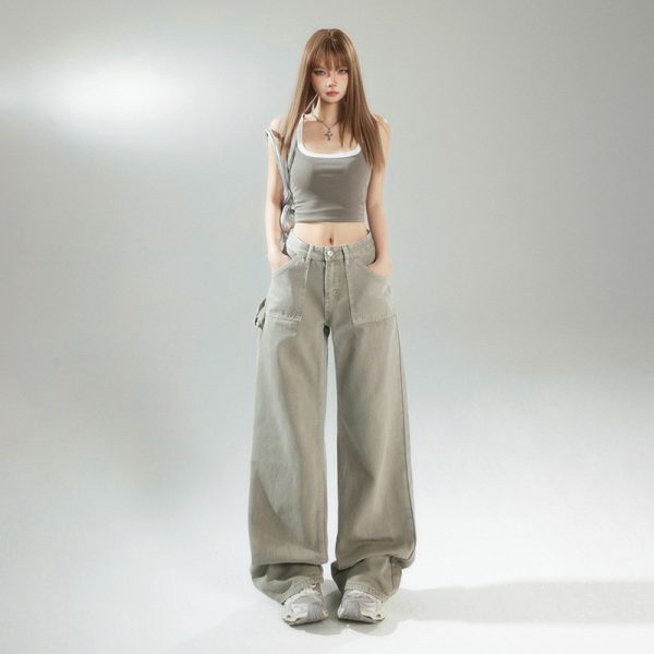 Loose Wide-Leg Pants, Boho Chic, Versatile Slimming Women's Denim Pants - Image 2