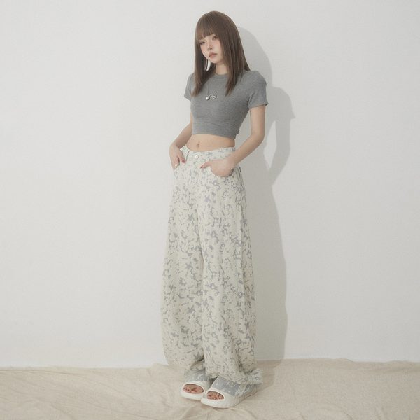 White Tie-Dye Printed Jeans for Women High Waist Loose Wide Leg Pants - Image 5