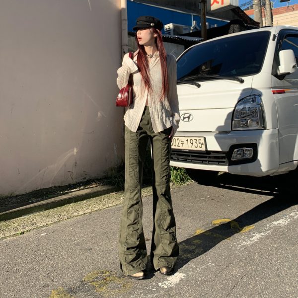 Women's Pants Spicy Girl Flare Casual Trousers Low Waist Slim Floor-Length Pants - Image 2